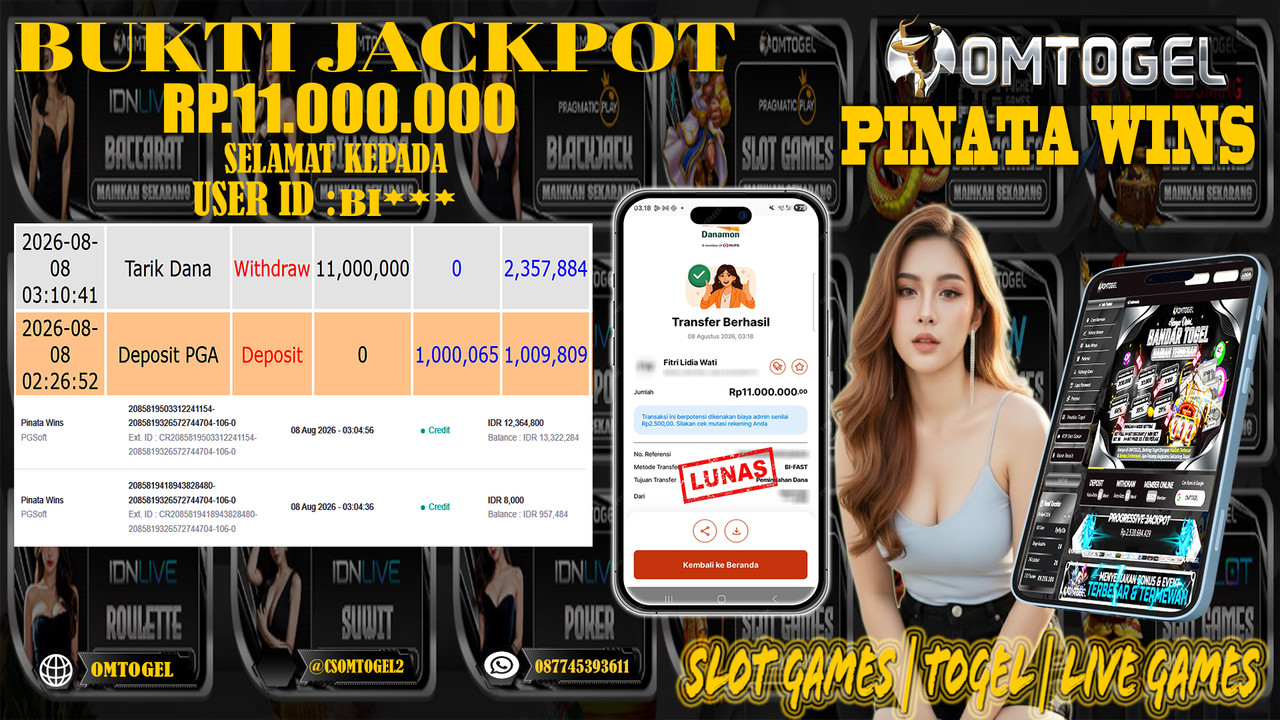OMTOGEL JACKPOT PG SOFT Piñata WINS Rp,11,000,000,- DIBAYAR LUNAS