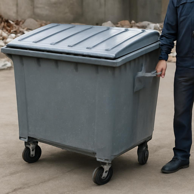 Закрытый контейнер для вывоза строительных отходов с крышкой