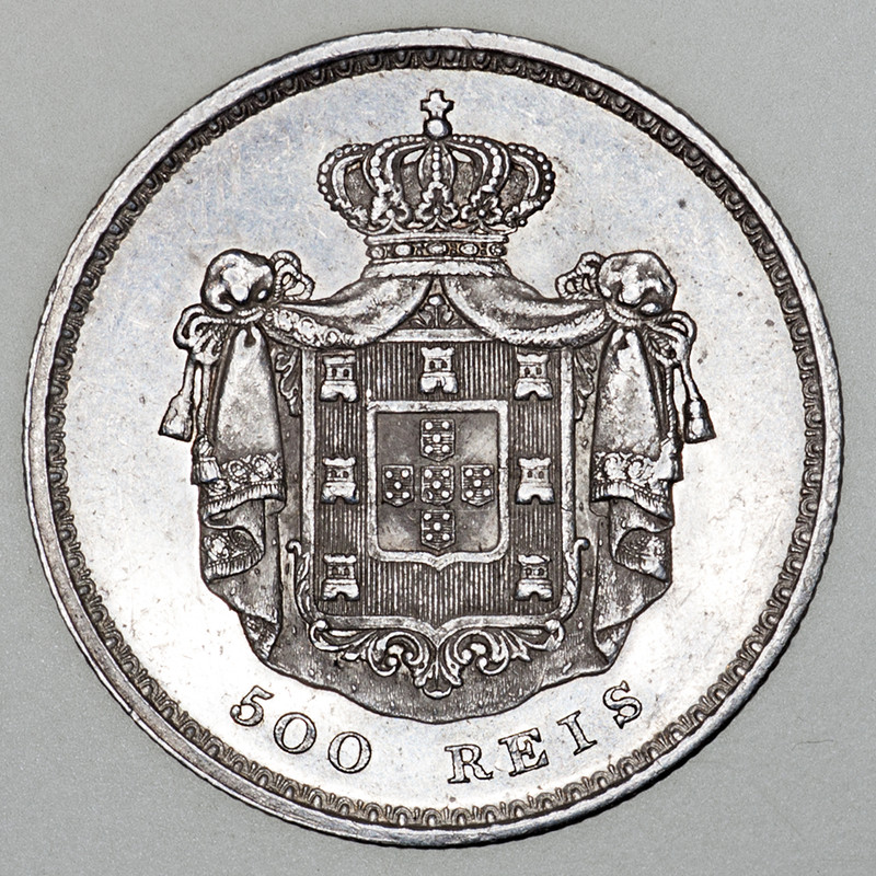 500 reis Portugal. Pedro V 1854 (primer tipo). PAS6513