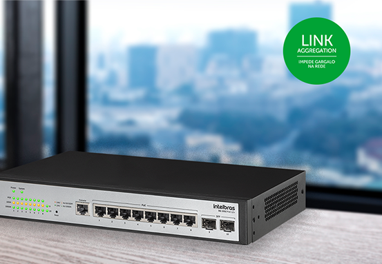 Diagrama ilustrando a função Link Aggregation no SG 1002 PoE L2+.