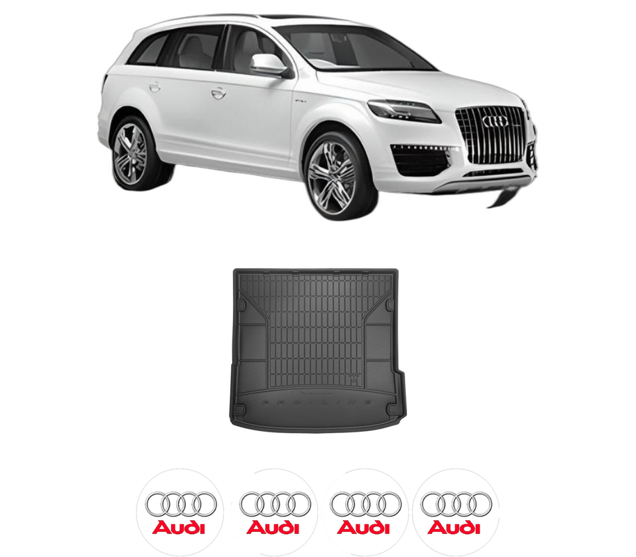 Tavita Portbagaj AUDI Q7 (4LB) din 2006-2015, Protectie Portbagaj Auto, 4x Stickere auto cu AUDI