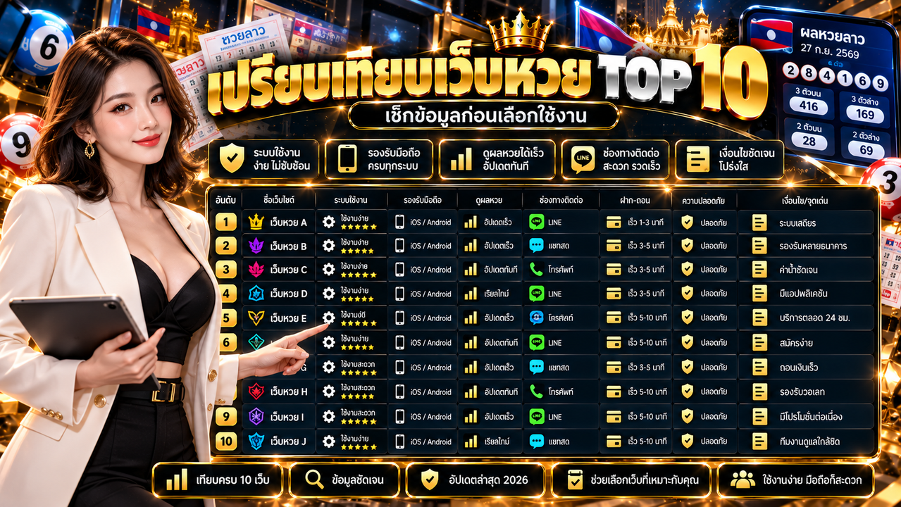 เปรียบเทียบเว็บหวย TOP 10 ก่อนเลือกใช้งาน