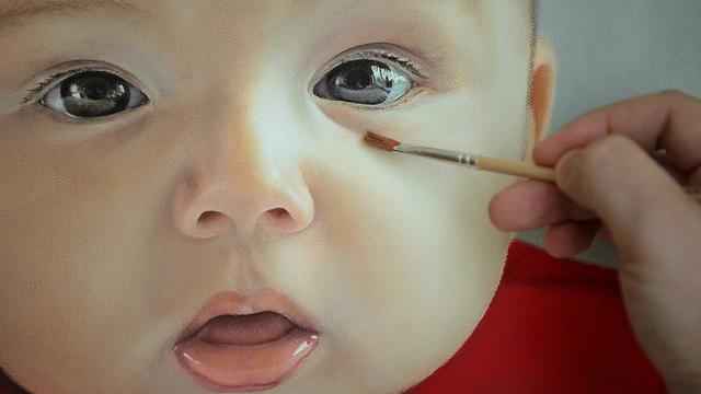 Oil Painting of a Baby