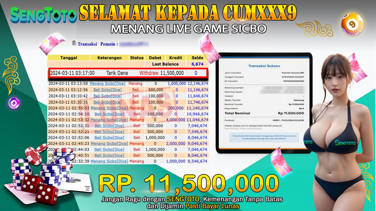 BUKTI PEMBAYARAN LIVE GAME SICBO