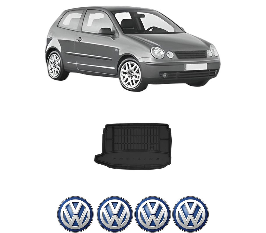 Tavita Portbagaj Volkswagen POLO IV (9N_, 9A_) din 2001-2009, Protectie Portbagaj Auto, 4x Stickere auto cu Volkswagen