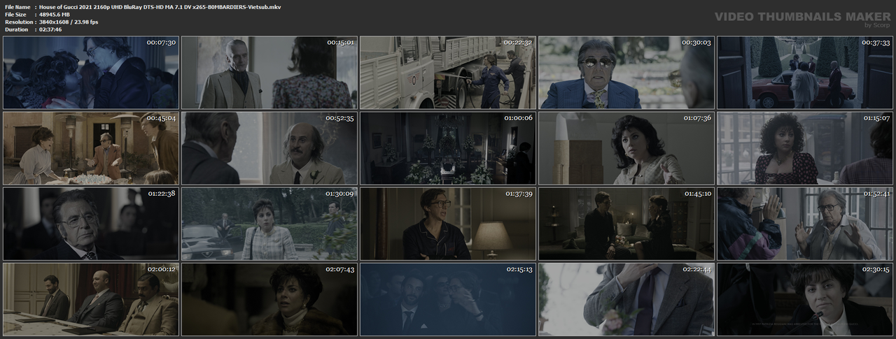 House of Gucci 2021 2160p UHD BluRay DTS-HD MA 7.1 DV x265-B0MBARDIERS-Vietsub.mkv
