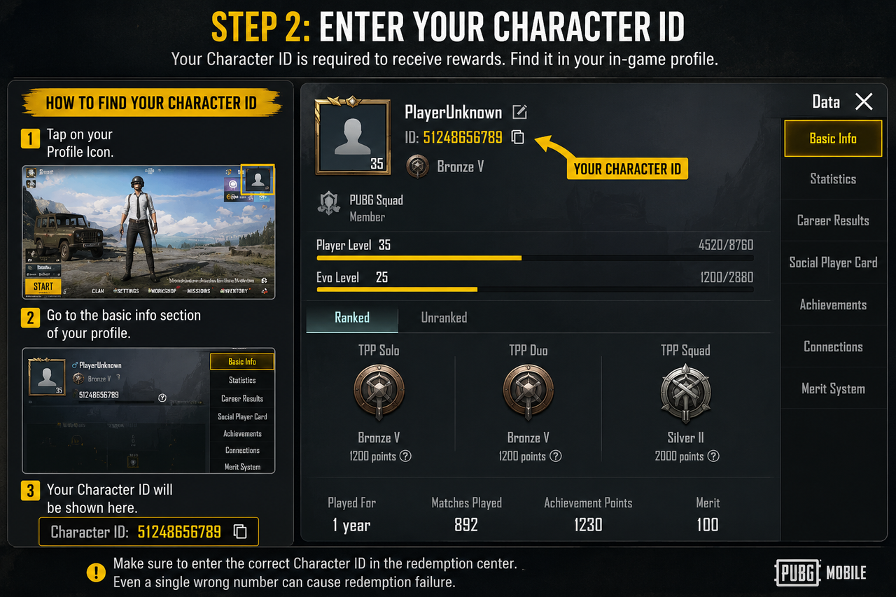Common Causes of Invalid Redemption Code or Character ID Error in PUBG Mobile