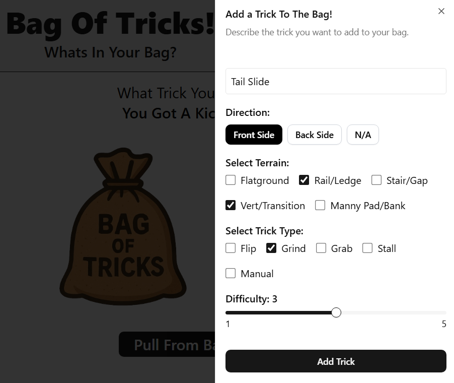 Bag Of Tricks - Add Trick Form