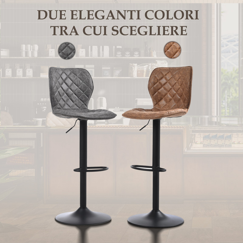 Set Di 2 Sgabelli Da Bar, Sedie Regolabili In Altezza Con Schienale A - Foto 10