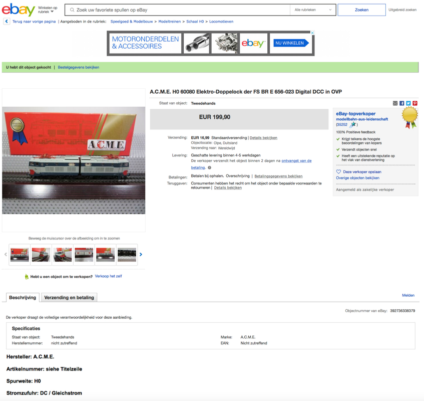 ACME Art 60080 - FS - E656 023 Locomotiva Eletrica - Caimano (153Fakt)