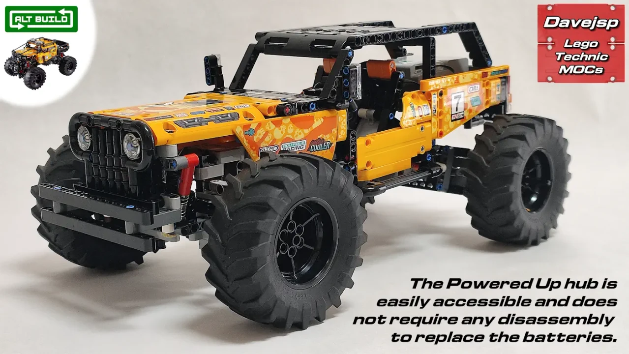 Lego Technic set 42099 extreme off-roader rebuilt as a RC Powered Up Jeep-like SUV MOC