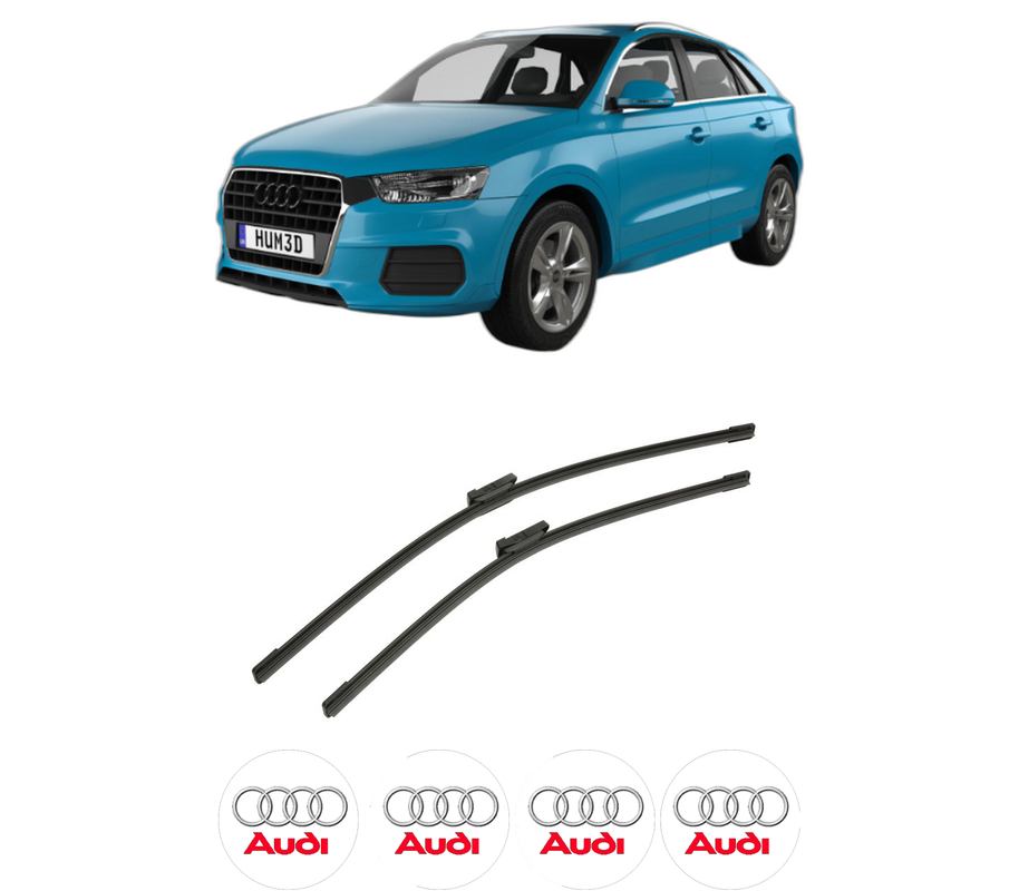 Set stergatoare auto AUDI Q3 (F3B) din 2018-2021, pentru parbriz auto, 2 bucati, Bosch Aerotwin, din cauciuc siliconat rezistent, 4 Stickere Auto AUDI