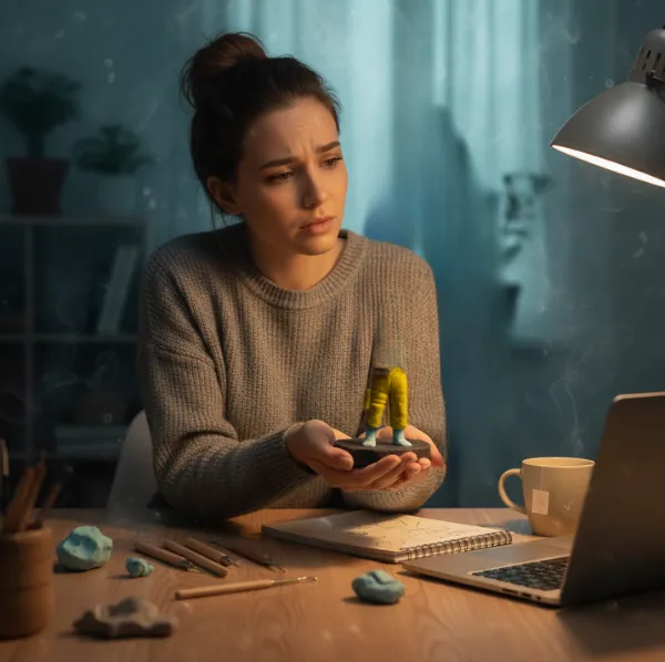 Persona frustrada con manualidades