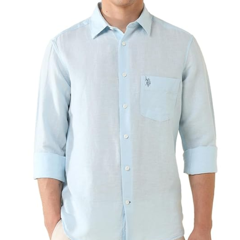 USPA Tailored Fit Solid Casual Shirt for Men