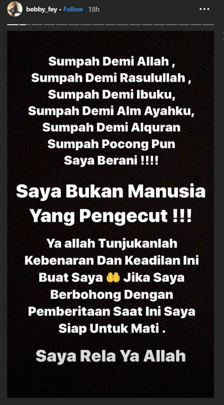 Bebby Fey ngaku bukan pengecut