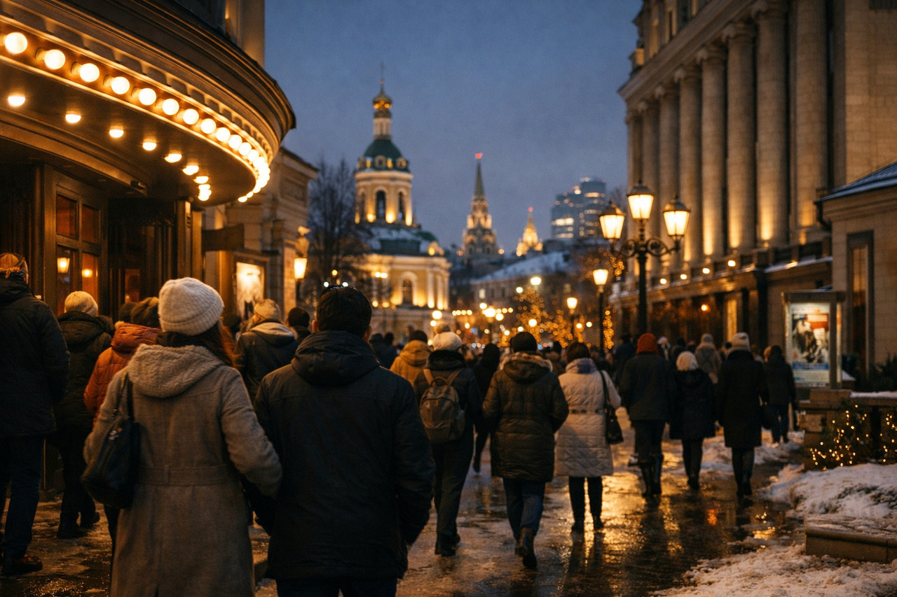 Вечерняя культурная жизнь Москвы перед началом мероприятий Вечерняя культурная жизнь Москвы перед началом мероприятий