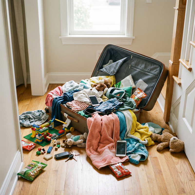 Mala normal com tudo desorganizado
