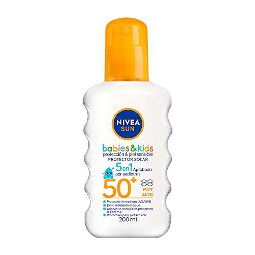 Amazon: Nivea Sun Kids Protector Solar (200 ml), Loción Solar en Spray. Fps 50+ Resistente al Agua 
