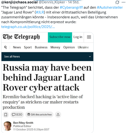 Russland für Jaguar-Hack verantwortlich?