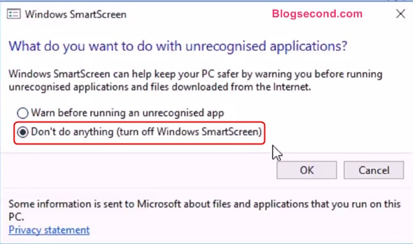 Menonaktifkan SmartScreen di Windows 10