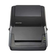 Impressora SATO WS4 com a tampa aberta, mostrando o compartimento de suprimentos