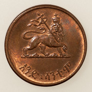 1 santim Etiopía 1944. Muchas gracias 10 pfennig.  PAS5418