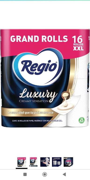 Amazon: Regio Luxury Creamy Sensation Papel Higiénico con Hojas Dobles XXL - 1 x 16 unidades | Envío gratis con Prime