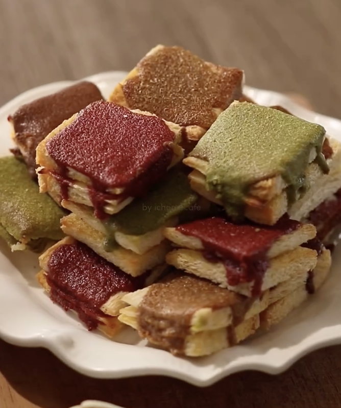 Finished platter of Rotiboy Toast Bites in all four flavors