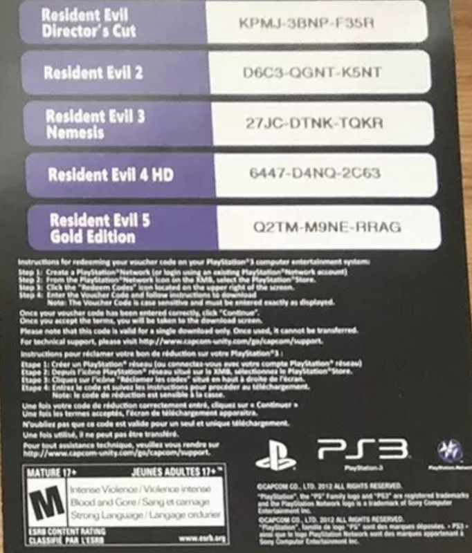 Resident Evil Anthology Codes