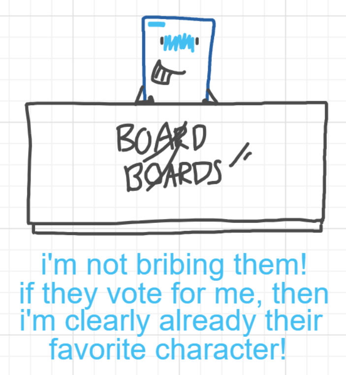 A panel from A Murder On The, episode six of the Board Boards object show by Furretwalk/WalkingFurret.