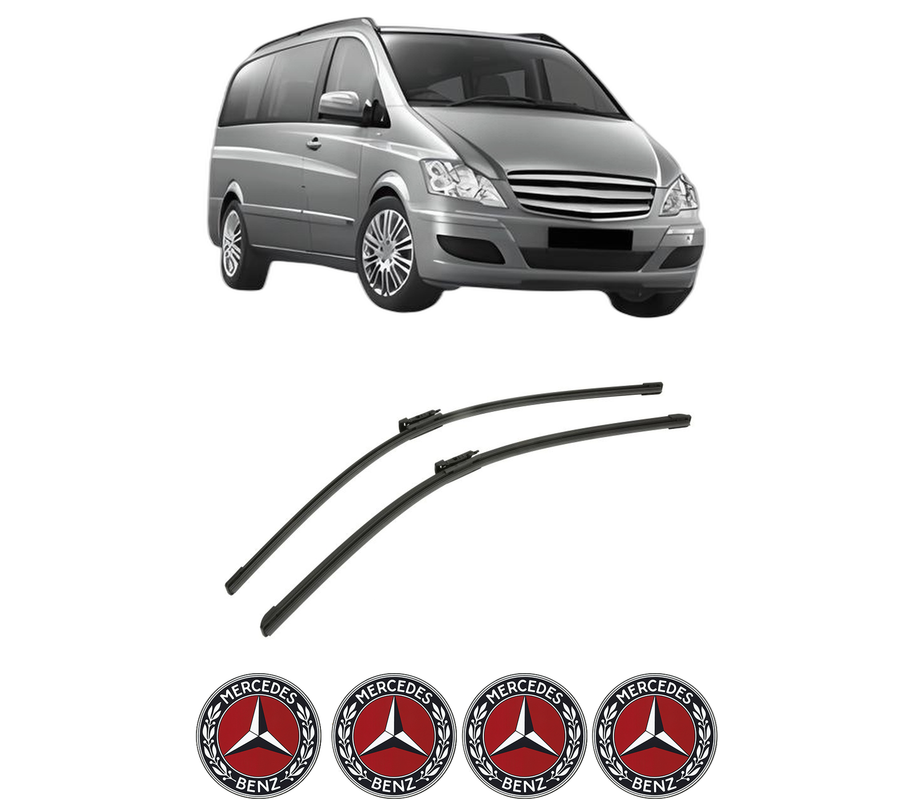 Set stergatoare auto MERCEDES-BENZ VIANO (W639) din 2003-2014, pentru parbriz auto, 2 bucati, Bosch Aerotwin, din cauciuc siliconat rezistent, 4 Stickere Auto MERCEDES-BENZ
