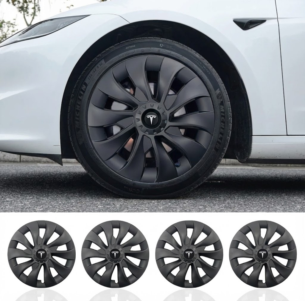 Close-up of Tesla Model 3 wheel cover