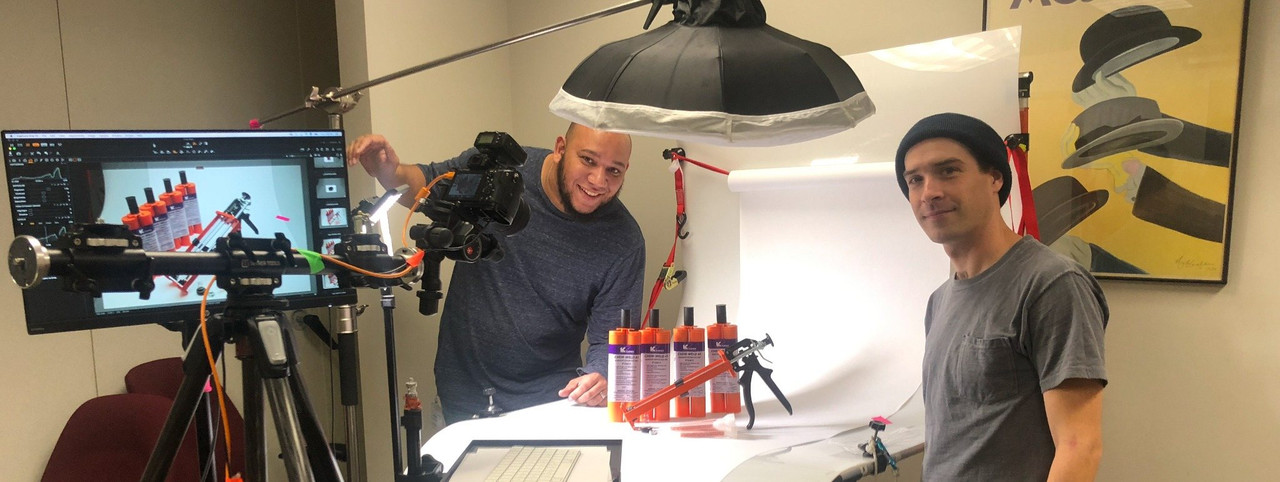 Behind the scenes product photography studio setup in Chicago