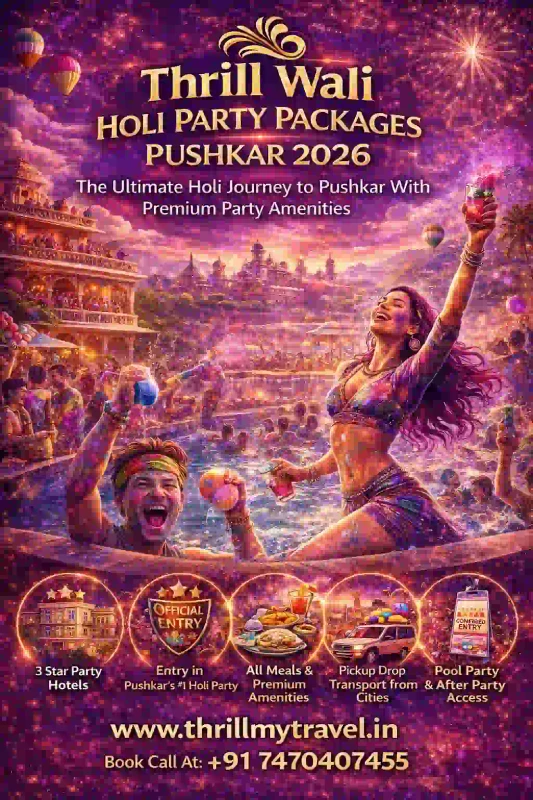 Pushkar Holi Trip Package from Delhi with bus travel experience Thrill Wali Holi 2026