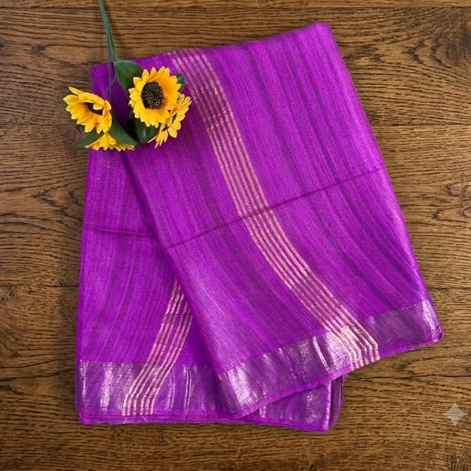 Women's Premium Gheecha Silk Saree with Unstitched Blouse Piece