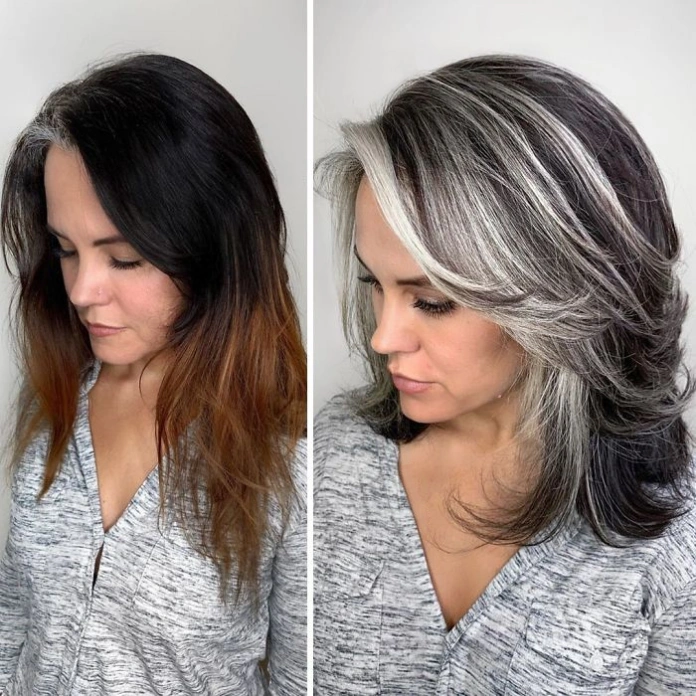 Ash blonde color gray coverage