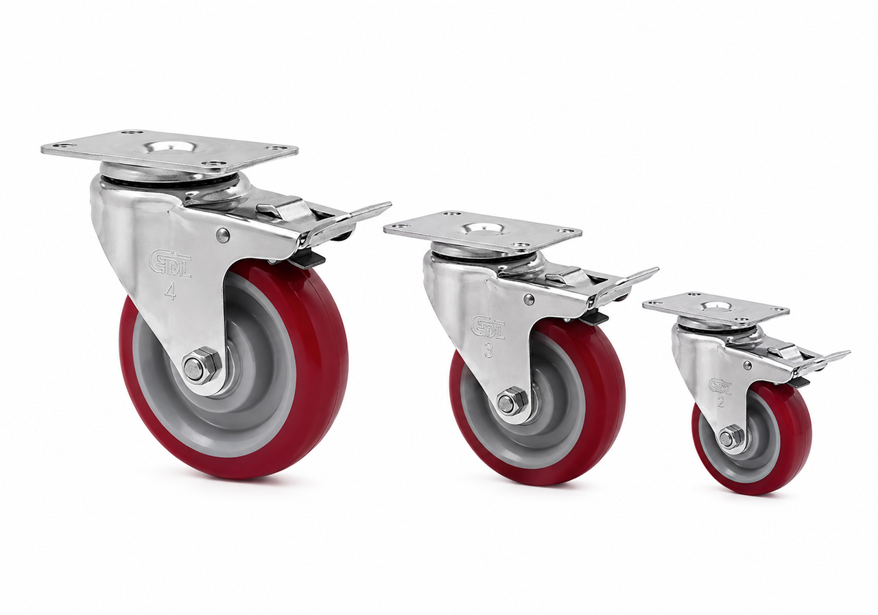 Stainless steel caster wheel size options