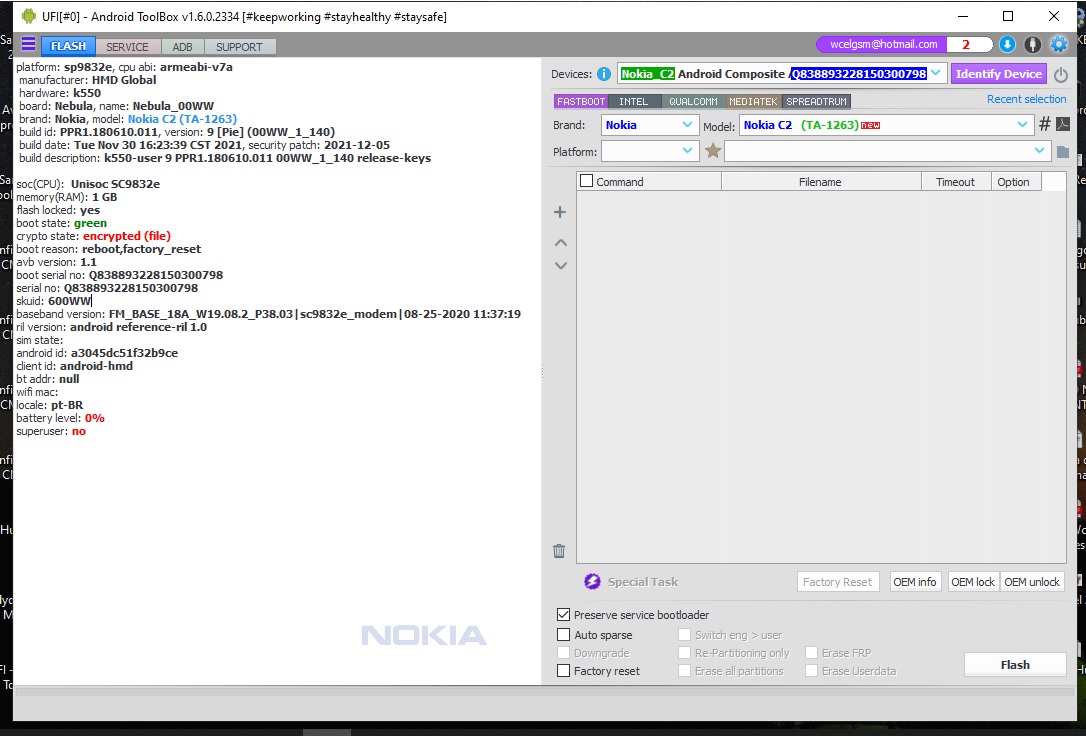 Nokia C2 TA-1263 abd pela ufi