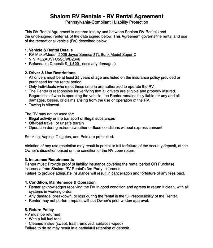 Rental Agreement Page 1
