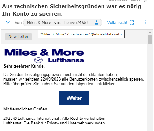 Miles & More Phishing