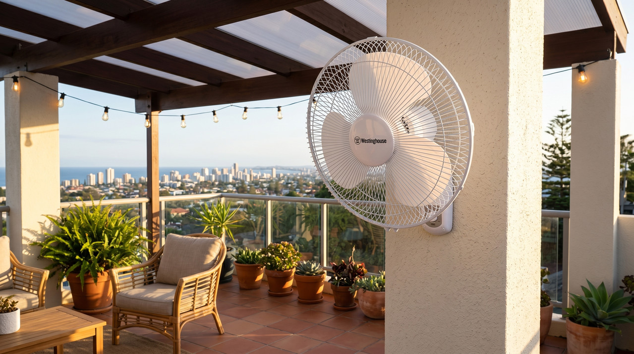 Abanico Orbital Westinghouse de 16 pulgadas instalado en pared
