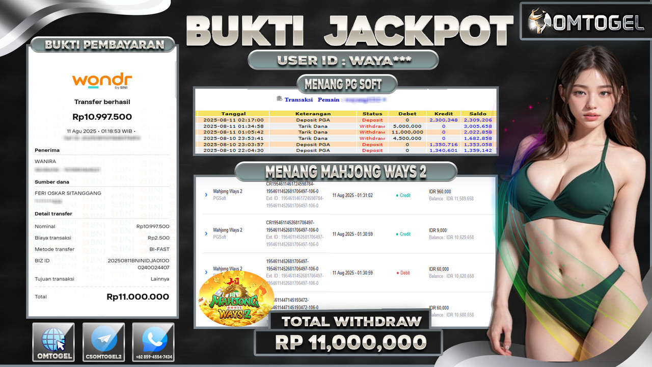 OMTOGEL JACKPOT PGSOFT MAHJONG WAYS 2 11 JUTA DI BAYAR LUNAS ,-