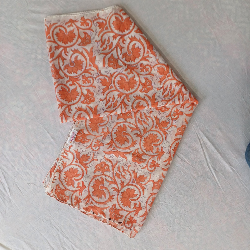 Orange Blossom Hand Block Printed Cotton Stole