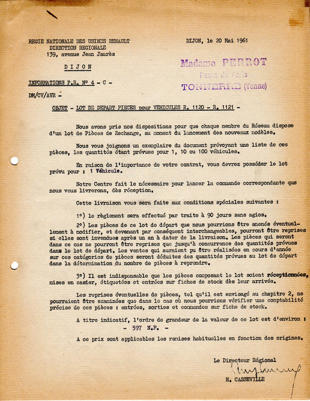 1961 05-20 - R4 - lot de départ MPR DCZ-EST Dijon Renault (1)