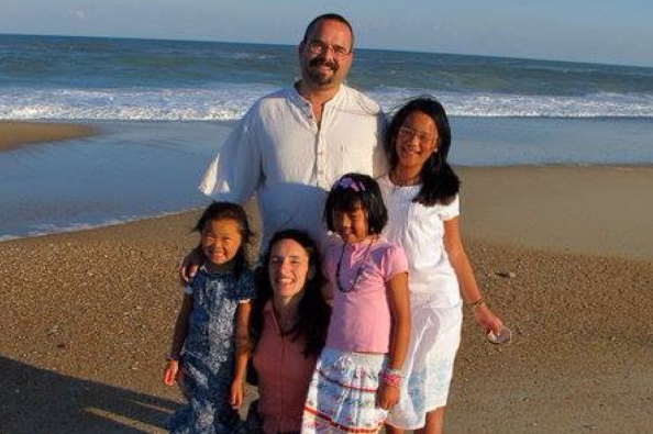 Sam Robb with his wife and three children