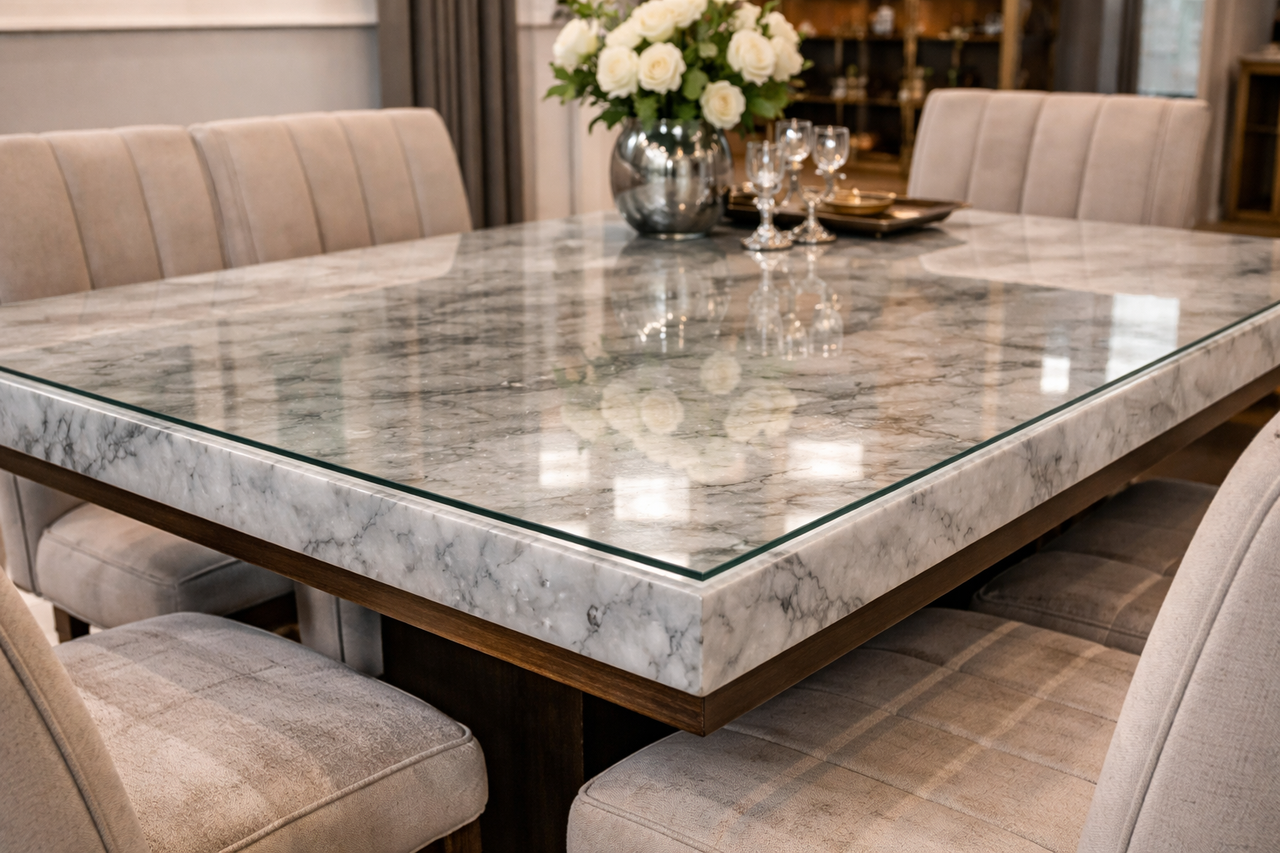 Glass cover dining table