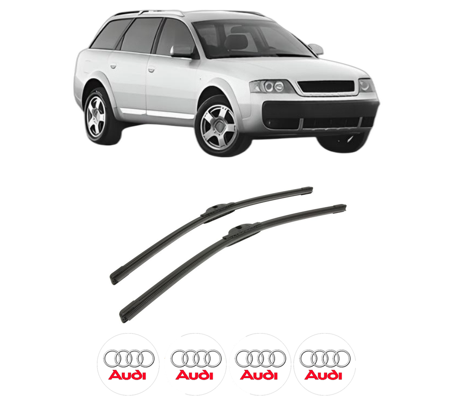 Set stergatoare auto AUDI ALLROAD C5 (4BH) din 2000-2005, pentru parbriz auto, 2 bucati, Bosch Aerotwin, din cauciuc siliconat rezistent, 4 Stickere Auto AUDI