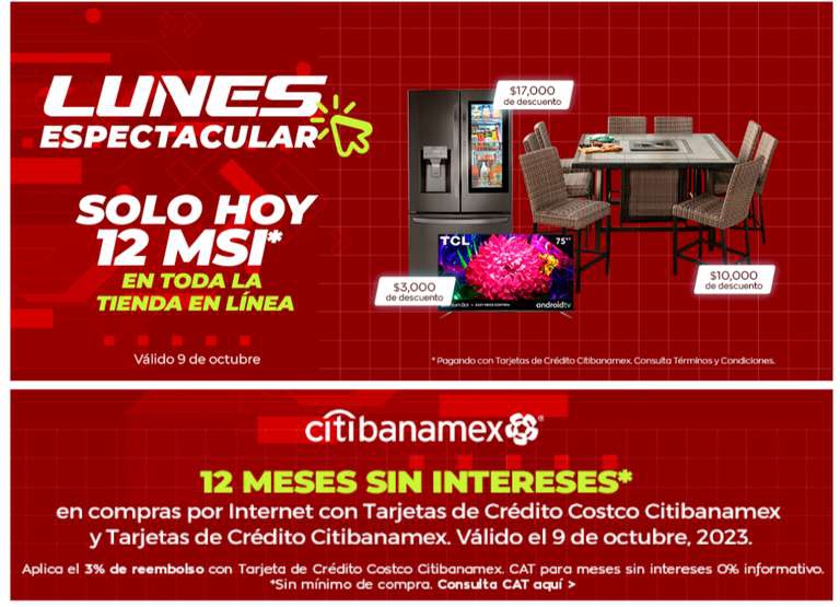 Costco 12 meses sin intereses en toda la tienda en línea con TDC