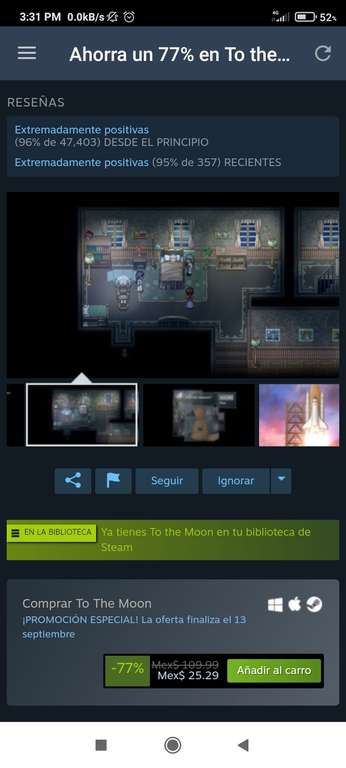 Steam To the Moon al 77% de descuento 
