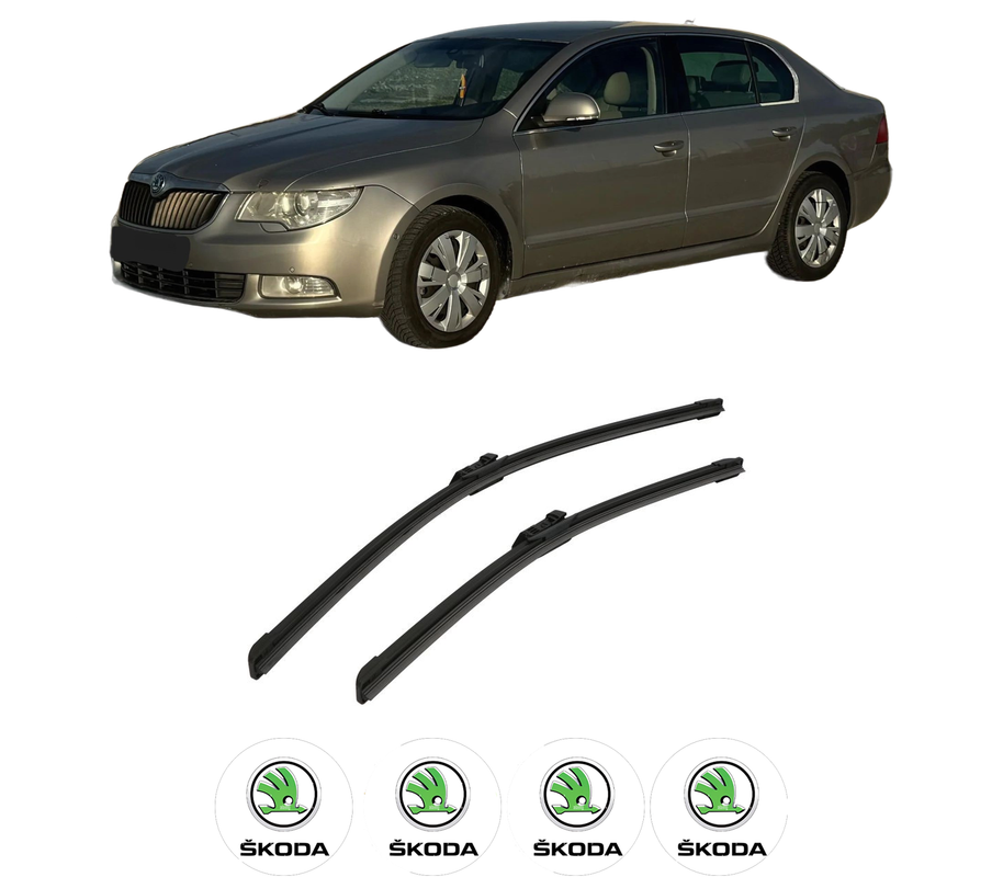 Set stergatoare auto SKODA SUPERB II Estate (3T5) din 2009-2015, pentru parbriz auto, 2 bucati, Bosch Aerotwin, din cauciuc siliconat rezistent, 4 Stickere Auto SKODA